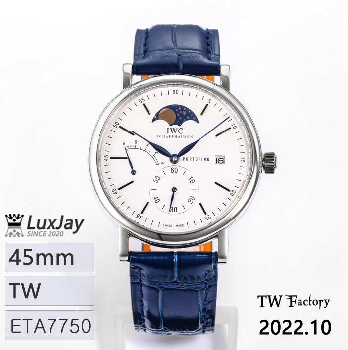 TW 45MM X 13.1MM ETA7750 포르토피노 핸드 와인드 문 페이즈 