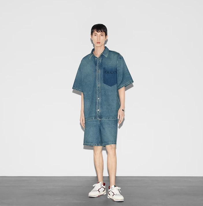 구찌 오버사이즈 워싱 데님 셔츠 785759