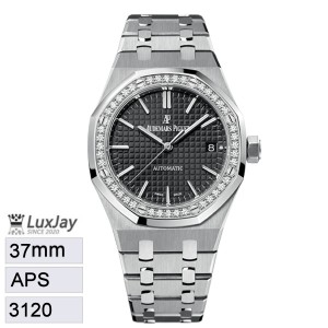 APS 37mm 3120 오데마피게 로얄오크 10451 스틸 블랙다이얼 프로스티드 브레이슬릿 Royal Oak
