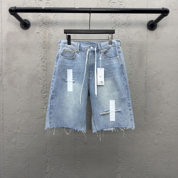 Maison Margiela 대미지 스티커 데님 반바지