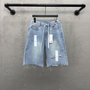Maison Margiela 대미지 스티커 데님 반바지