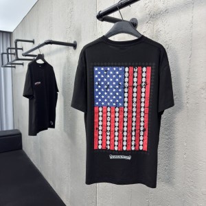 크롬하츠 SWORD FLAG 스크롤 짧은 슬리브 티셔츠