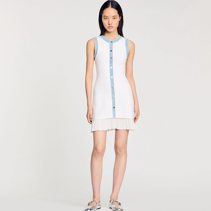 산드로(Sandro) | 미니 드레스 Denim-Trim Mini Dress