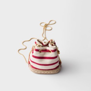 프라다 1NR16H 스트라이프 패브릭 미니 파우치 9x9.5x6cm