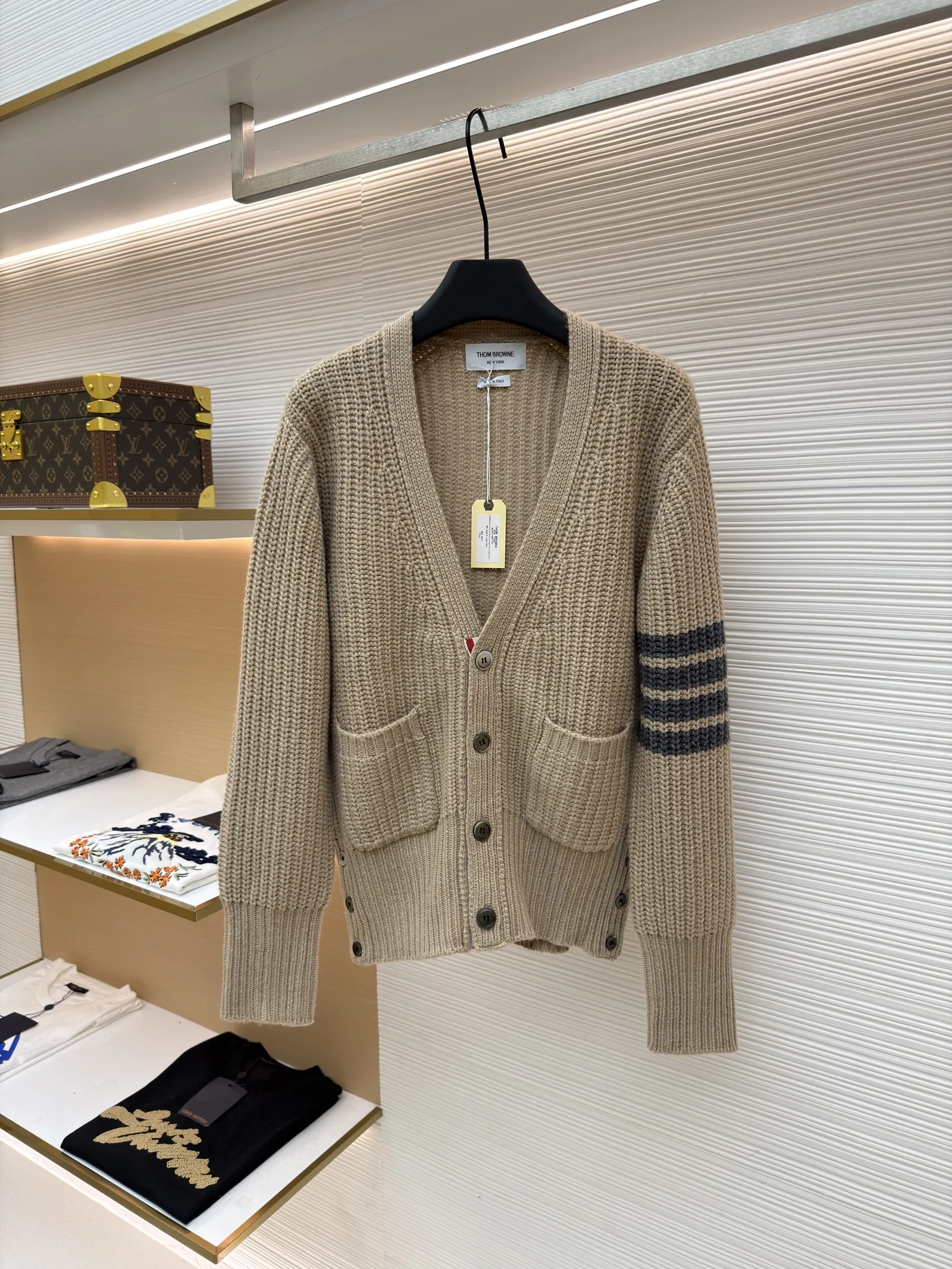 Thom Browne 4선 두꺼운 가디건