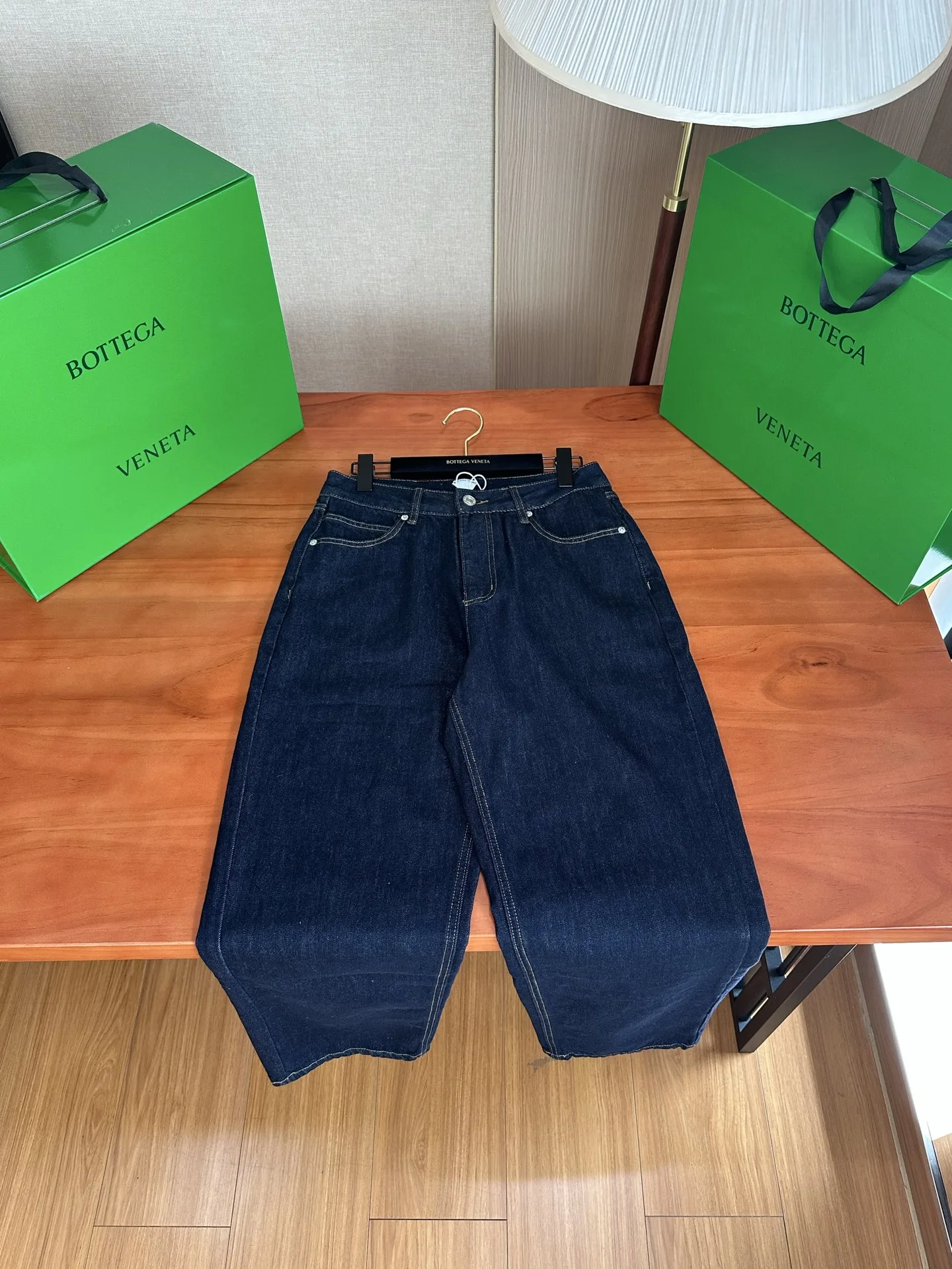 BOTTEGA VENETA Dark Wash Intrecciato Patch Jeans